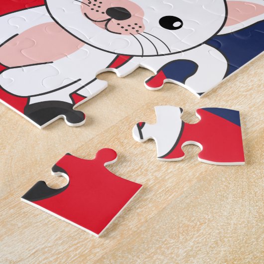 Katten met kerstwintersneeuw Jigzaag Puzz Legpuzzel (Zijkant)