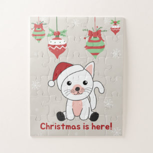 Katten met kerstwintersneeuw Jigzaag Puzz Legpuzzel
