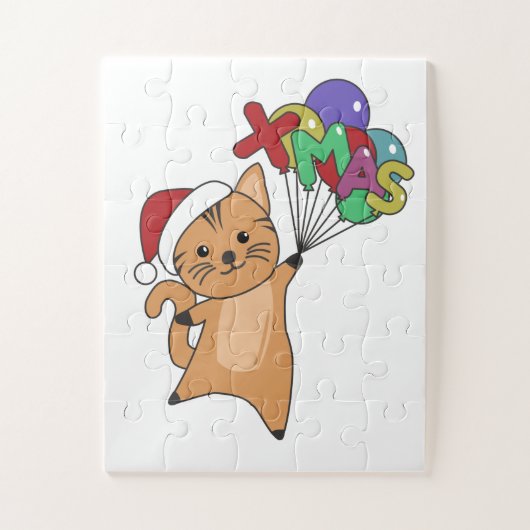 Katten met kerstwintersneeuw legpuzzel (Verticaal)