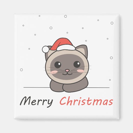 Katten met kerstwintersneeuw magneet (Voorkant)