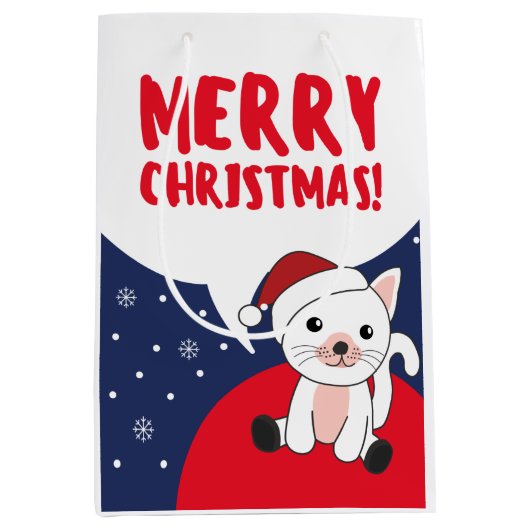 Katten met kerstwintersneeuw medium cadeauzakje (Voorkant)