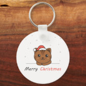 Katten met kerstwintersneeuw sleutelhanger (Voorkant)