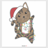 Katten met kerstwintersneeuw sticker (Vel)