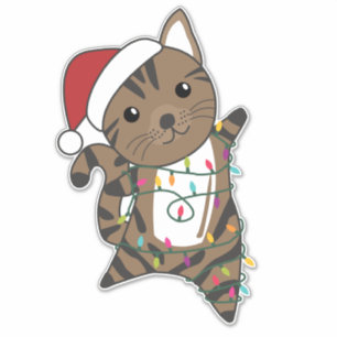 Katten met kerstwintersneeuw sticker