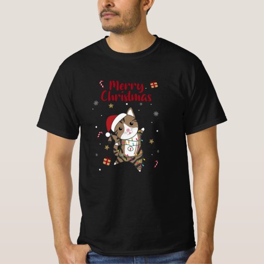 Katten met kerstwintersneeuw t-shirt (Voorkant)