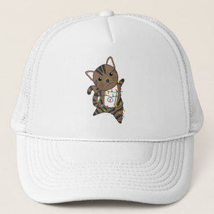 Katten met kerstwintersneeuw trucker pet