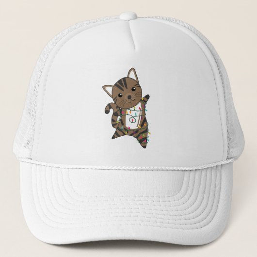 Katten met kerstwintersneeuw trucker pet (Voorkant)