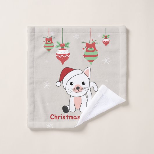 Katten met kerstwintersneeuw washandje (Wasdoekje)