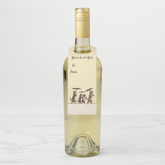 Katten Met Kittens Die Rechtop Lopen In Sneeuw Par Flessenhanger (Op fles)