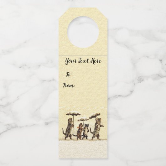 Katten Met Kittens Die Rechtop Lopen In Sneeuw Par Flessenhanger (Voorkant)