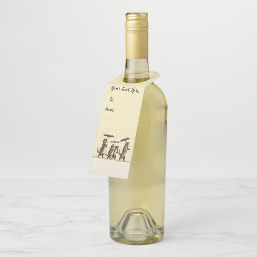 Katten Met Kittens Die Rechtop Lopen In Sneeuw Par Flessenhanger (Schuin)