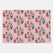 Katten met kreukbaar kerstpapier, flatplaat set va inpakpapier vel (Voorkant)