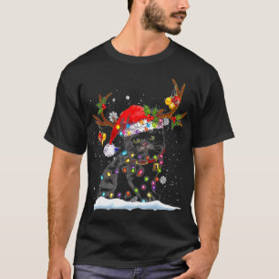 Katten met lange kerstboom - kerstlampjes - katten t-shirt