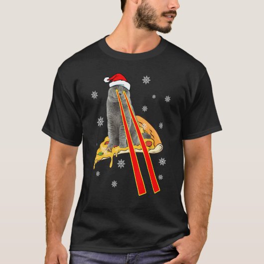 Katten Met Laserogen Grappige Pizza Kat Kerstmis T-shirt (Voorkant)
