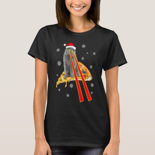 Katten Met Laserogen Grappige Pizzakat Kerstmis T-shirt (Voorkant)