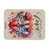 Katten met Liefde Gevouwen Wenskaart Magneet (Horizontaal)