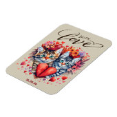 Katten met Liefde Gevouwen Wenskaart Magneet (Linkerzijde)