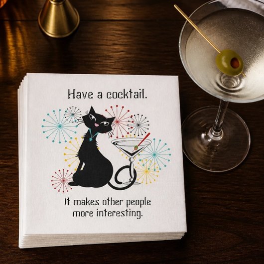 Katten met Martini Glas Papieren Servet