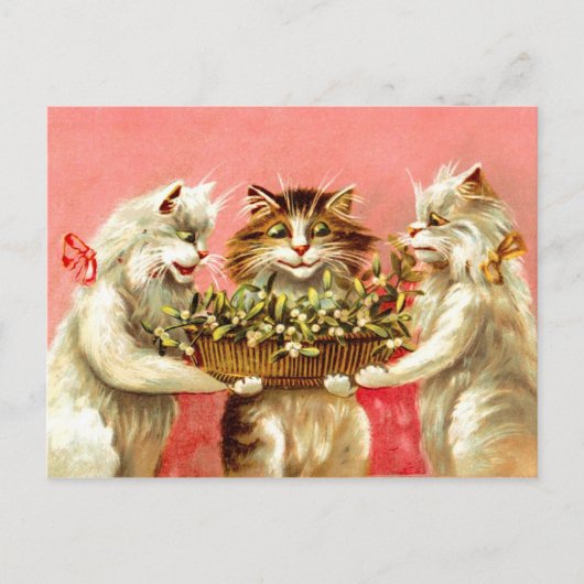 Katten met Mistletoe Briefkaart (Voorkant)