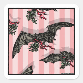 Katten met Mistletoe - Pop Gothic Holiday Vierkante Sticker