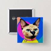 Katten Met Opvallende Ogen Vierkante Button 5,1 Cm (Voorkant /achterkant)