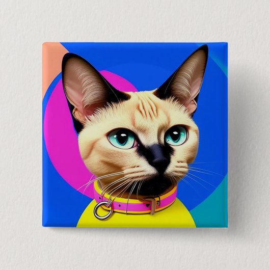 Katten Met Opvallende Ogen Vierkante Button 5,1 Cm (Voorkant)