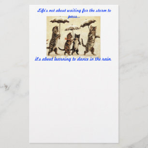 katten met paraplu ' s in het briefpapier van de r