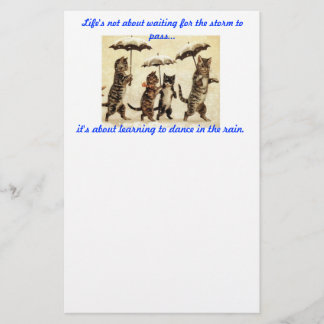 katten met paraplu ' s in het briefpapier van de r