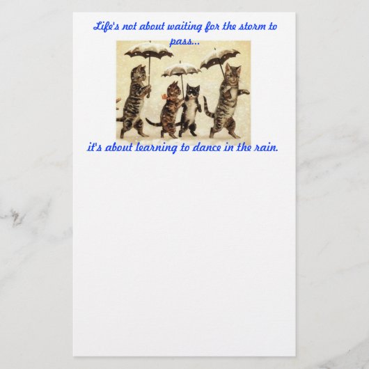 katten met paraplu ' s in het briefpapier van de r (Voorkant)