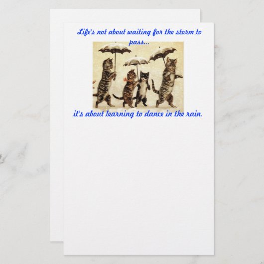 katten met paraplu ' s in het briefpapier van de r (Voorkant / Achterkant)