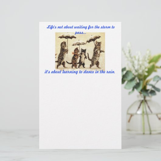 katten met paraplu ' s in het briefpapier van de r (Staand voorkant)