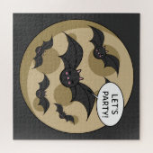 Katten met partij op volle maan legpuzzel (Horizontaal)