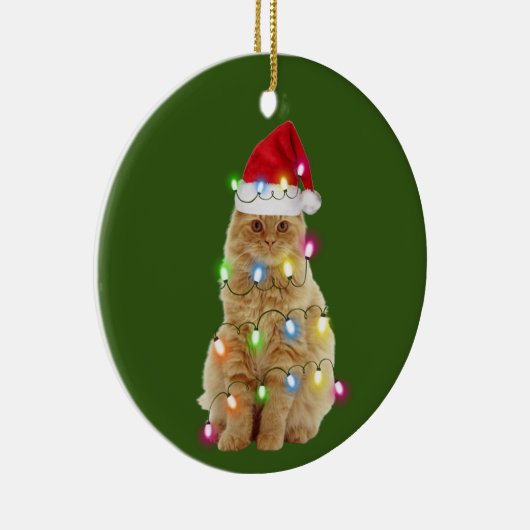 Katten met Pet lichte kerstmis Keramisch Ornament (Rechts)