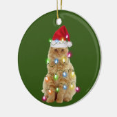Katten met Pet lichte kerstmis Keramisch Ornament (Links)