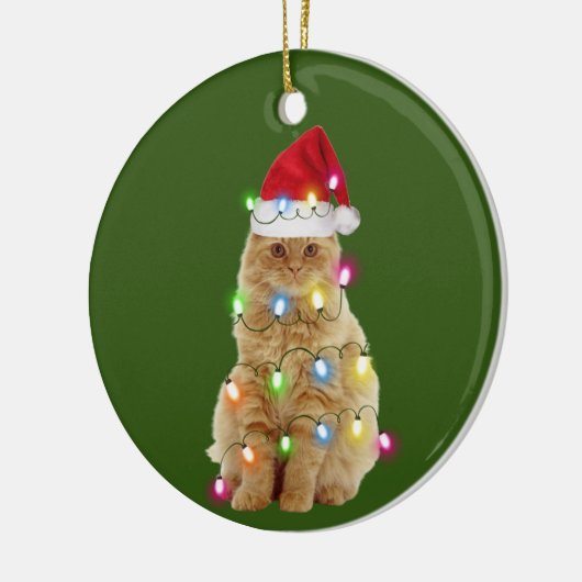 Katten met Pet lichte kerstmis Keramisch Ornament (Links)