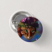 katten met pet ronde button 3,2 cm (Voorkant /achterkant)