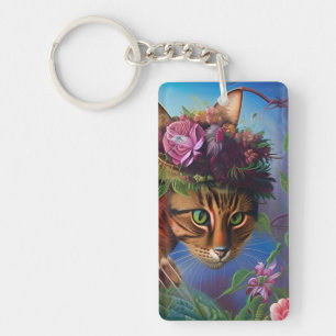 katten met pet sleutelhanger