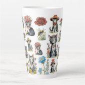 Katten met Petten en bloemen Latte Mok (Voorkant)