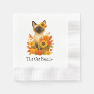 Katten met pompoen en zonnebloem voor thanksgiving servet