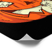 Katten met pompoen, gekarfd Jack O Lantern Cat Hal Poster (Hoek)