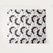 Katten met rode harten en kleinere vleermuissilhou wandkleed (Voorkant (horizontaal))