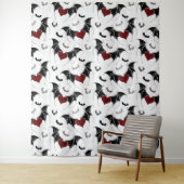 Katten met rode harten en kleinere vleermuissilhou wandkleed (In situ)