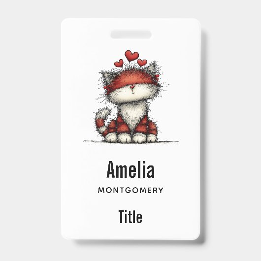 Katten met Rode Harten Schattig en Leuk Badge (Voorzijde)