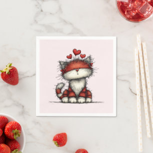 Katten met Rode Harten Schattig en Leuk Servet