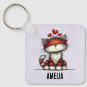 Katten met Rode Harten Schattig en Leuk Sleutelhanger (Voorkant)