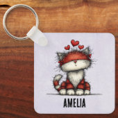 Katten met Rode Harten Schattig en Leuk Sleutelhanger (Voorkant)