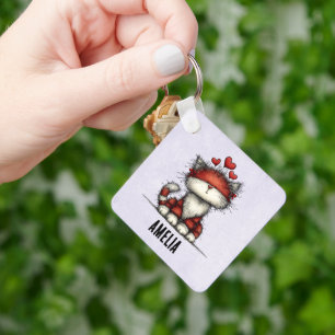 Katten met Rode Harten Schattig en Leuk Sleutelhanger