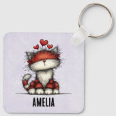 Katten met Rode Harten Schattig en Leuk Sleutelhanger (Achterkant)