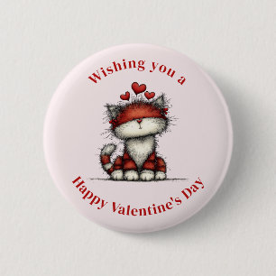 Katten met Rode Harten Schattige en Leuke Valentij Ronde Button 5,7 Cm