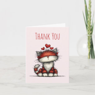 Katten met rode liefdesharten Schattig en grappig Bedankkaart